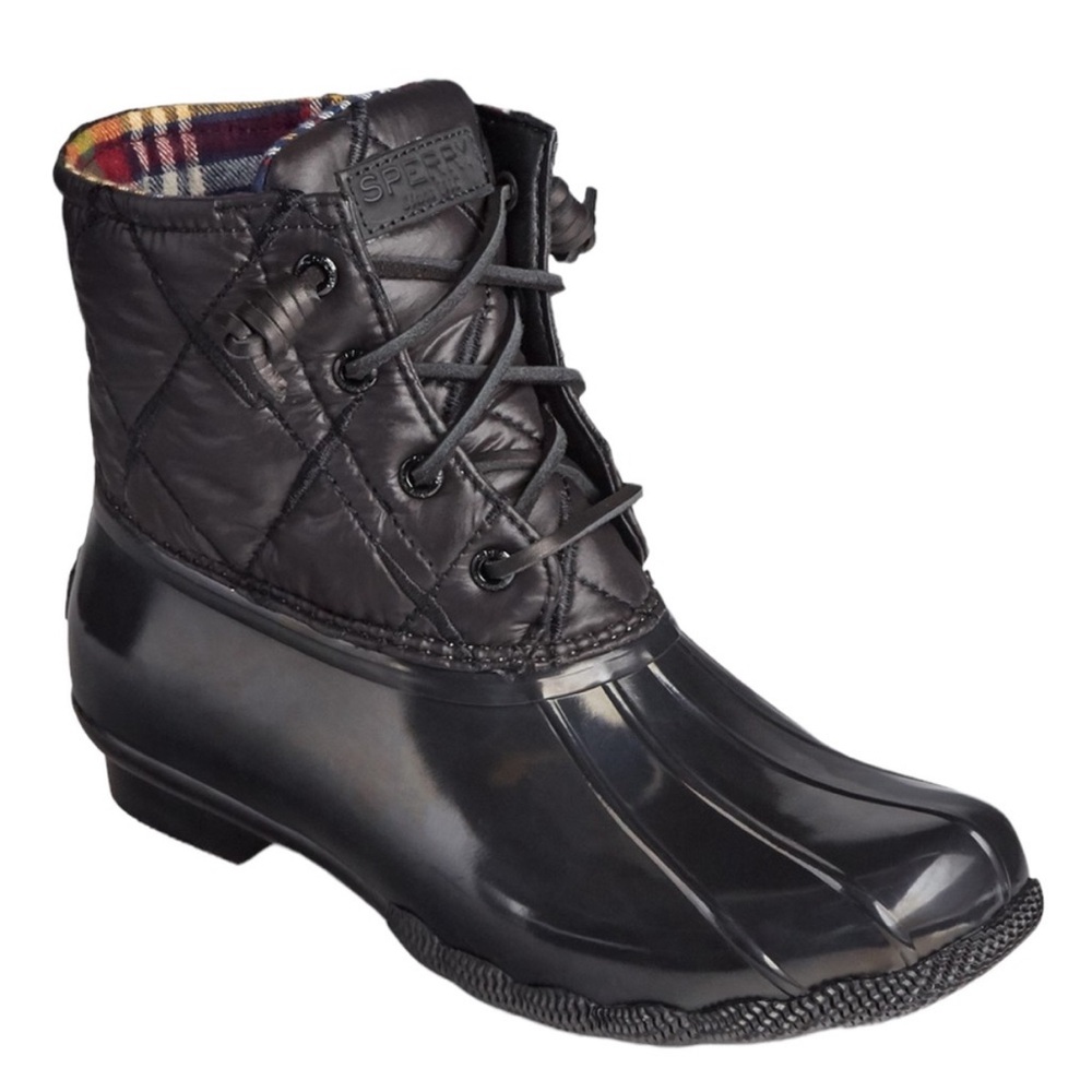 Sperry Women's Quilted Black Rain Boots